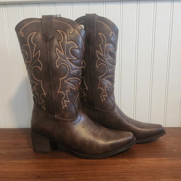 LISMOUS BROWN COWBOY BOOTS WOMENS SIZE 5.5 NEW - Picture 2 of 7